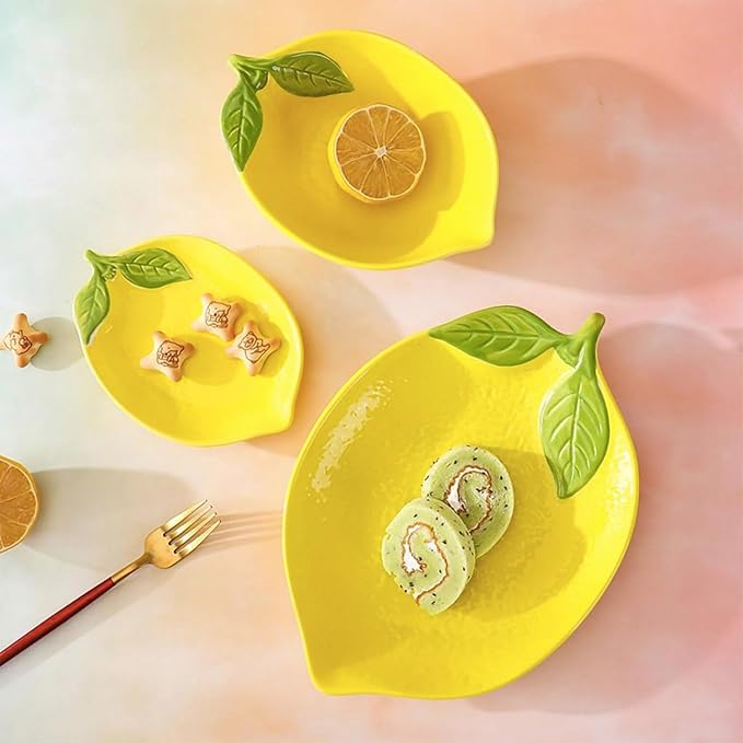 Set Of 4 Lemon Shape Cute Multipurpose Ceramic Appetizer Plates Dessert Bowls Sauce Dish Seasoning Dishes Candy Nuts Snacks Dishes