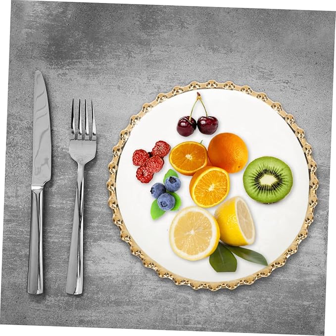 Double Ceramic Fruit and Appetizer Plate White Salad Dish for Party Serving Side Dish Tray for Dessert Pasta and Snacks in Home Restaurant