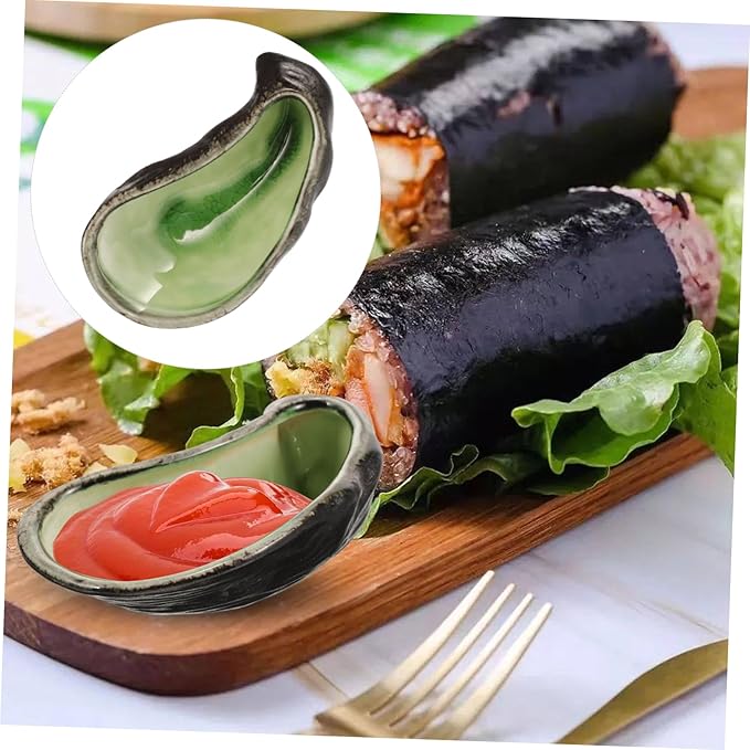 VOSAREA Ceramic Oyster Shell Dish for Caviar Appetizer and Sauces Vintage Style Food Plate for Restaurants and Home Use Elegant and Easy to Clean Serving Tray