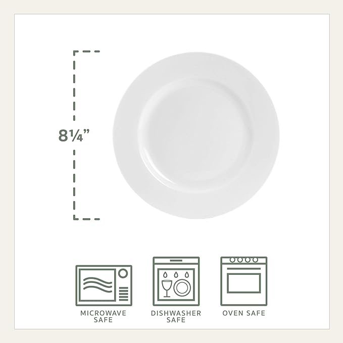 Everyday White Classic Rim Set of 4 Salad Plates, 8.25 inch