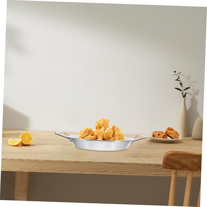 VOSAREA Stainless Steel Double Handle Serving Tray Snack Plate for Parties Appetizers Desserts and Fruits Smooth Finish and Elegant Tableware
