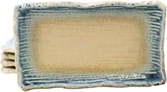 Ebros Gift Artistic Blue River Ao Nagashi Collection Dinnerware Serveware Kitchenware Set Asian Japanese Restaurant Supply (Pack Of 5 Rectangular Wavy Sushi Plates)