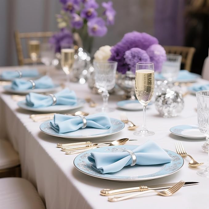 30pcs Napkin Rings, Semicircle Sturdy Metal Napkin Holder Buckles Elegant Spring Fall Thanksgiving Christmas Decor for Family Dinner Easter Table Settings Wedding Birthday Banquet Party(Silver)
