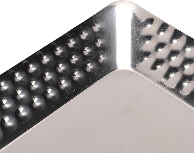 Stainless Steel Rectangular Serving Tray, Multipurpose Silver Decorative Platters, 9.8 x 4.3 x 0.6 Inch for Vanity Platter Kitchen Bathroom Counter Storage Counter Organizer
