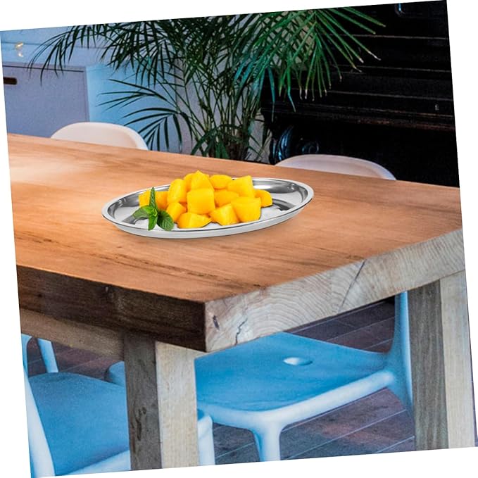 PRETYZOOM 2pcs Stainless Steel Serving Tray for Dried Fruits Pastries and Breakfast Platter Plates for Home Restaurant and Cafe Use