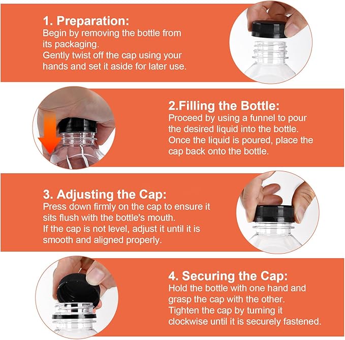 Plastic Juice Bottles 150 pcs 24 oz Empty Plastic Water Bottles with Caps Reusable Clear Beverage Containers for Drinking, Juicing, Smoothie, Water with 2 Brushes, 2 Funnels (24-OZ)