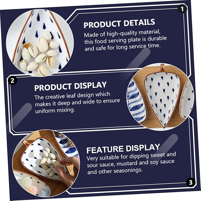 STOBAZA Creative Japanese Style Mini Snack Dish Hand-Painted Ceramic Sauce Plate for Appetizers Seasonings and Dips 4.5 Inch Decorative Tableware