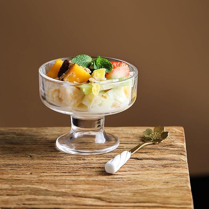 12 Pack Glass Ice Cream Cups,Glass Dessert Bowls,7oz Mixed Drinks Cups for Drinks,Dessert,Nuts,Fruit, Pudding,Snack,Cocktail Party (12)