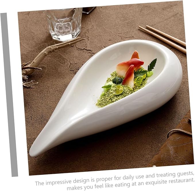 Ceramic Water Drop Warming Tray Dinner Plate Tear Drop Appetizer Plates Food Trays Salad Decorative Bowl