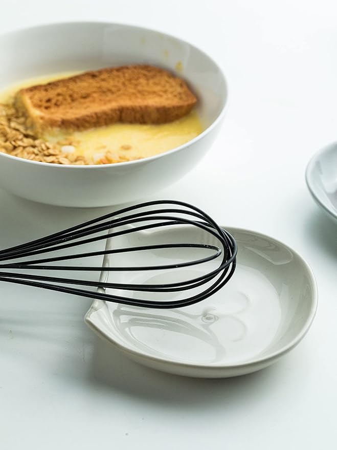 Cat Spoon Rest for Stove Top, Cute Spoon Holder for Kitchen Counter 5.12 Inch, Ceramic Spoon Rest for Cooking Utensils Spatula Sponge, White