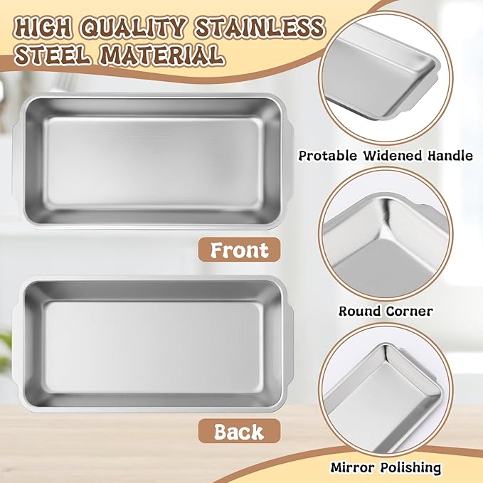 Silver 12 Pcs Small Stainless Steel Serving Tray Bulk 8.66'' x 4.33'' Rectangle Stainless Steel Food Serving Platter with Handle Vanity Tray Decorative Party Plate for BBQ Buffet Appetizer