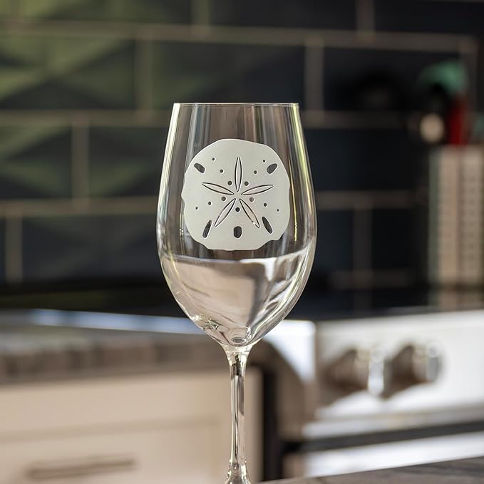 Rolf Glass Sand Dollar All Purpose Wine Glass 18 Ounce - Set of 4 Large Wine Glasses – Lead-Free Glass - Engraved Large Wine Glasses - Made in the USA