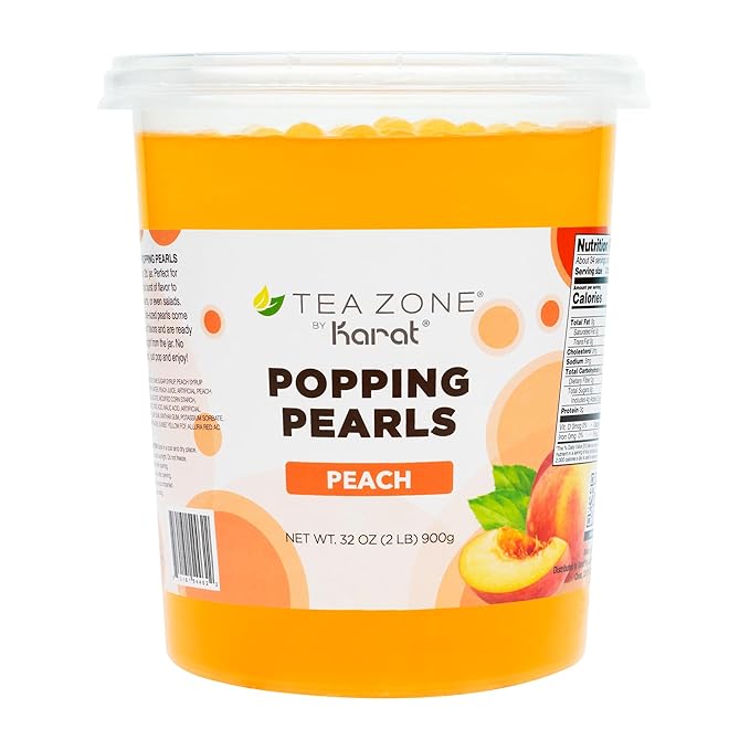 Tea Zone [2 Pound] Peach Popping Pearls, Bursting Pearls for Teas, Shakes, Smoothies, Dessert Toppings B2061 (2.0lb)