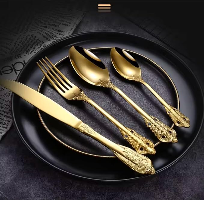 Gold Silverware Set, 30-Piece Flatware Set for 6, 304 Stainless Steel Gold Cutlery, Mirror Polished, Dishwasher Safe Modern Tableware