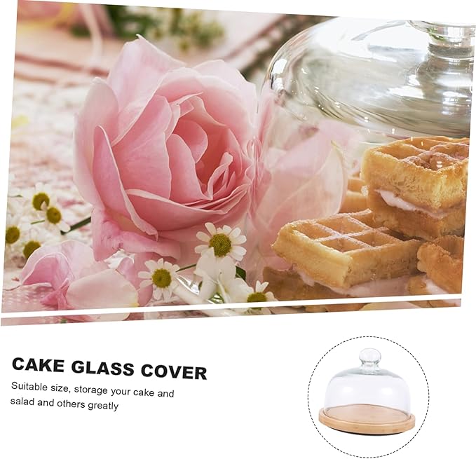 LIFKOME 1pc Rotating Cake Tray Glass Cover Practical Food Plate for Parties and Events Khaki for Desserts and Pastries Display