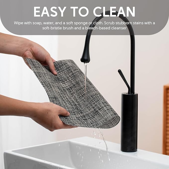 Placemats Set of 4, Heat Resistant Place Mats, Washable PVC Table Mats, Woven Vinyl Plastic Placemats for Dining Table, Non-Slip Stain Resistant Kitchen Table Placemats Easy to Clean?Ash-Gray?