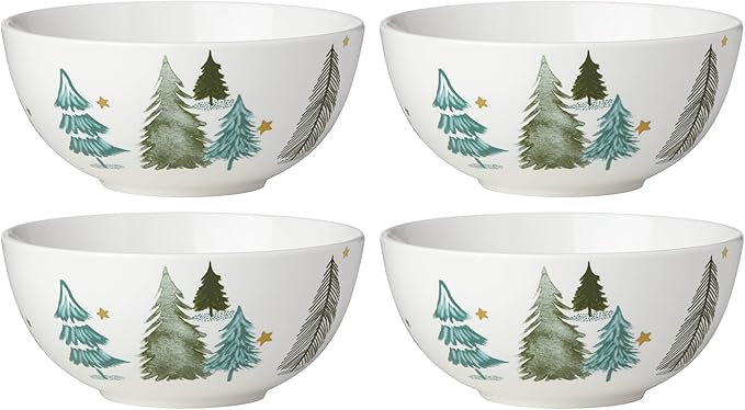 Lenox Dinnerware, Balsam Lane 12-Piece Dinnerware Set, Service For 4, Porcelain, Dishwasher & Microwave Safe, Plates & Bowls Sets, Christmas, Holiday Hosting, Home and Kitchen (White/Green, 12 Piece)
