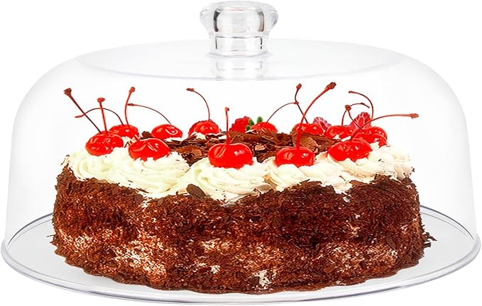 11 Inch Clear Cake Dome Cover, Acrylic Round Cake Stand Cover, Pastry Display Cloche for Food Plastic, Cake Cover Lid for Cake Stand Cake Plate Display Serving Platter, without Base
