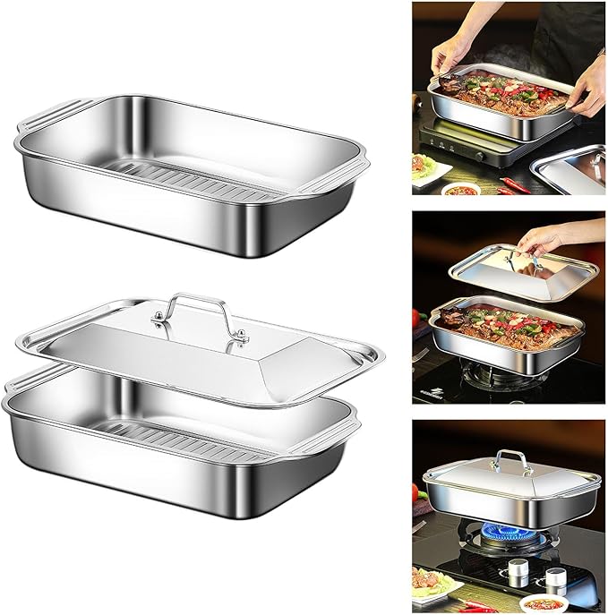 Elegant Silver Square Serving Tray Practical Stainless Steel Food Platter Rusts Dishwasher Compatible