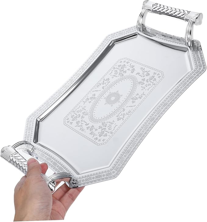 OUNONA Dinner Tray Serving Dish Table Tray Stainless Steel Versatile Home Party