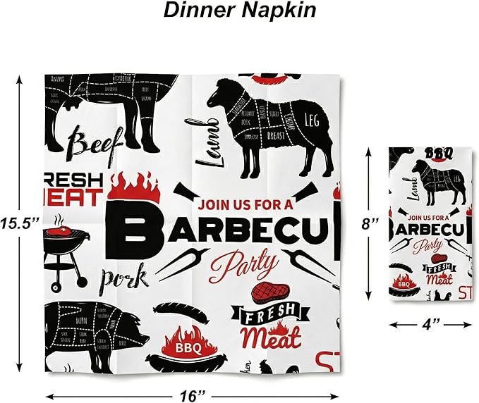 AMERICAN HOMESTEAD Paper Napkins - BBQ Disposable Linen-Like Dinner Napkins - Restaurant-Quality Table Serviettes for Weddings, Parties, and Events - 15.75" x 15.75" - 50 Count