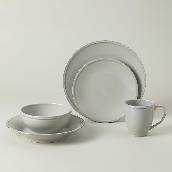 Costa Nova Ceramic Stoneware 5-Piece Place Setting Service for 1 - Friso Collection, Grey | Microwave & Dishwasher Safe Dinnerware Set | Food Safe Glazing | Restaurant Quality Tableware