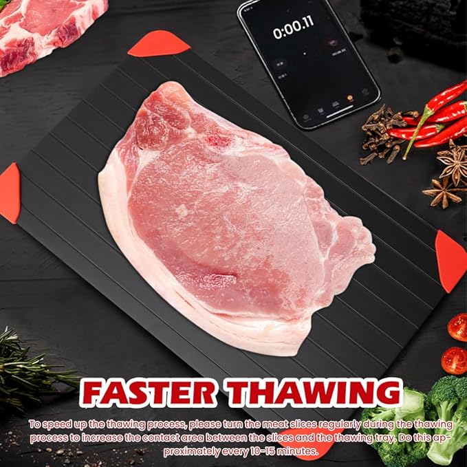 Defrosting Tray for Frozen Meat – 14x8in Non-Stick, Rapid Thaw & No Microwave/Hot Water | Home Kitchen Essential for Busy Cooks – Quick Weeknight Meals & Safe Food Thawing