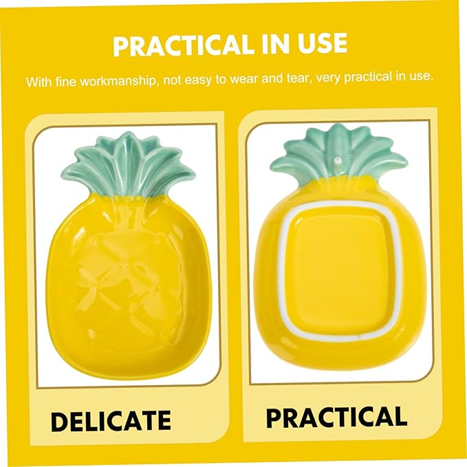 VOSAREA 2pcs Pineapple Shape Sauce Plate Ceramic Condiment Dish Reusable Plates Italian Seasoning Small Dish for Sauce Seasoning Snacks