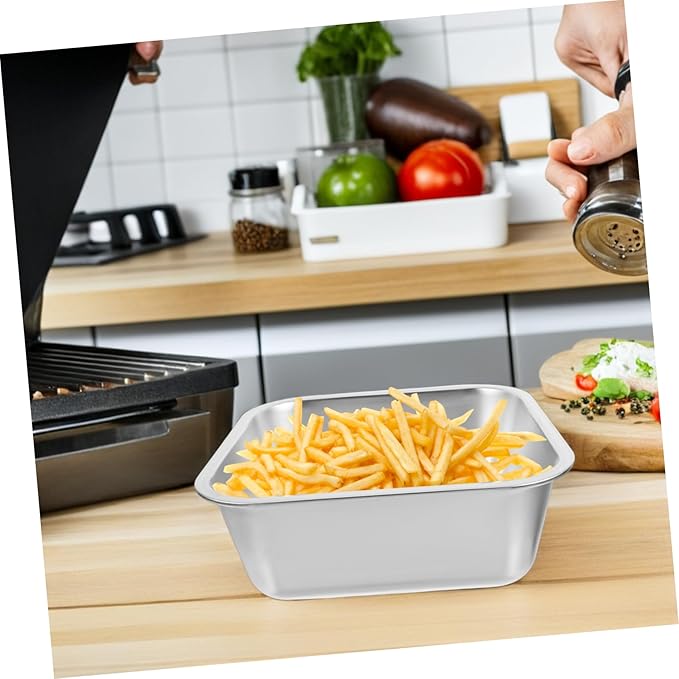GLEAVI Versatile Round Serving Trays Stainless Steel Square Plate Easy Clean Design for Snacks