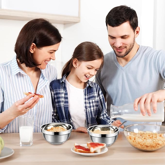 Eccliy 20 Pack Stainless Steel Bowls Set, 17 oz Double Walled Insulated Metal Bowl Bulk for Rice Soup Ice Cream Snacks Salad Cereal Sauces Serving, Easy to Clean, Stackable, 5.1 x 2.6 Inch