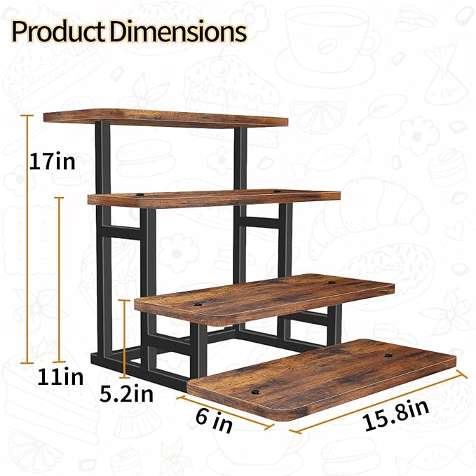 Cupcake Stand for 50 Cupcakes, 4 Tier Wooden Risers Display Stands Stepped Dessert Table Display Set with Metal Frame Tiered Tray Stand Serving Trays for Party Farmers Market Display