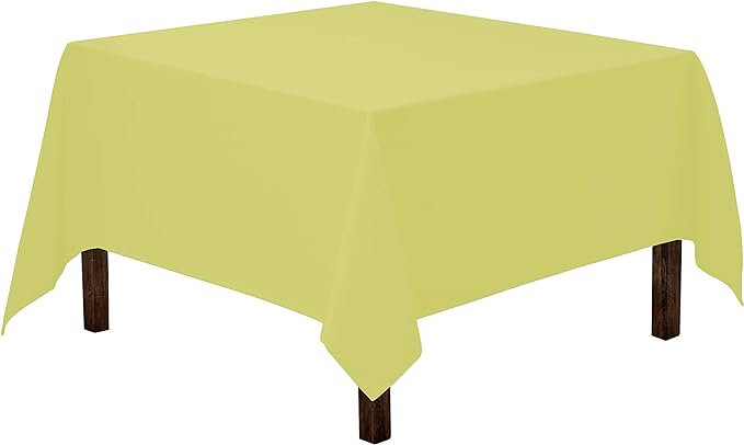 Gee Di Moda Square Tablecloth - 52 x 52 Inch Yellow Table Cloth for Small Square or Round Tables - Heavy Duty Washable Fabric - for Buffet Table, Holiday Party, Dinner, Wedding & Baby Shower