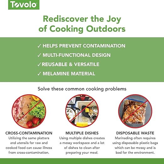 Tovolo Marinade Container with Lid, Small (Red/White)- BBQ Prep Tub & Marinating Container with Lid for Kitchen, Grill, Meal Prep, Smoker, Griddle, & Barbeque - Dishwasher-Safe Melamine Marinade Tray