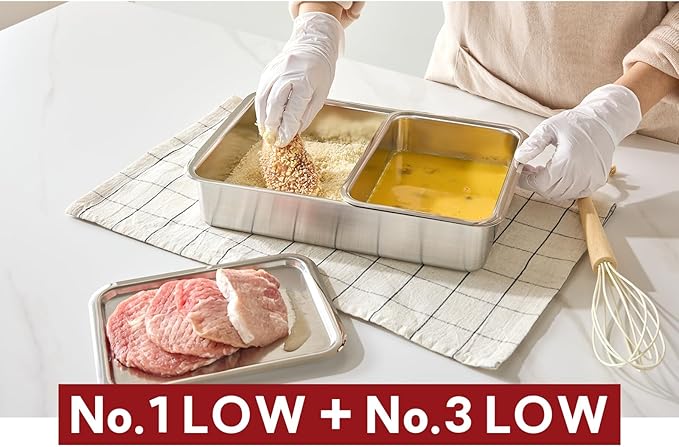 BLoCK Low 3PCS Set Stainless Steel Food Storage Containers with Lids and 2 Nets Hotel Pan Kitchen Appliances Dishwasher Safe Premium South Korea