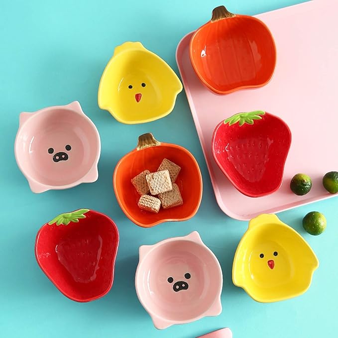 HEXEH Salad Plate Exquisite Fruit Shape Snack Dish Ceramic Soy Sauce Dipping Bowls Side Dishes for Snack Sushi Fruit Appetizer Dessert 2pcs Plastic Plate (Color : C)