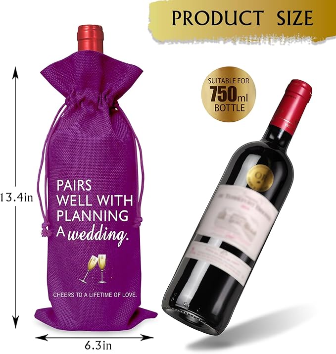 Wine Bag Wedding Gift for Mr and Mrs - Engagement Gift J14-Purple