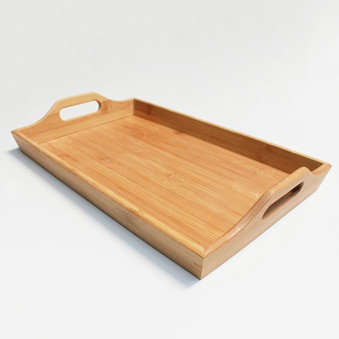 Personalized Bamboo Wood Serving Tray with Handles, Engraved Wooden Trays, Wedding Gifts, Housewarming Gifts (Home Sweet Home)
