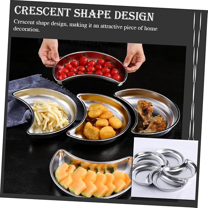 Crescent Shaped Serving Plate Silver Plates for Dinner Lunch Storage Tray for Home Decor