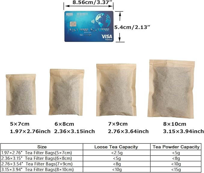 Eketirry 400pcs Disposable Tea Bags for Loose Tea, Small Empty Tea Bag with Wood Pulp Material, Unbleached Tea Filter Bag with Drawstring (Initial,1.97 x2.76 inch)