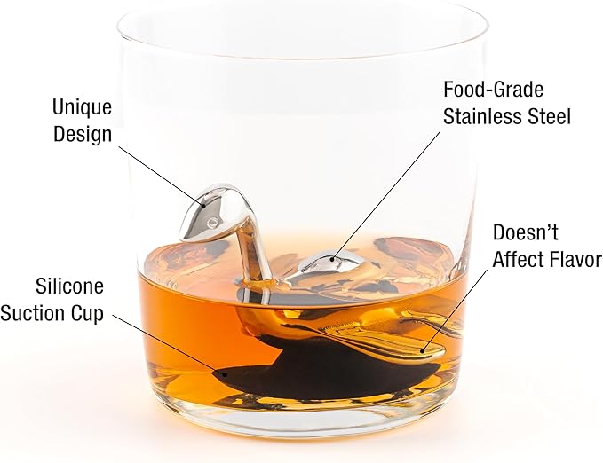 Loch Ness Whisky Chilling Stone – Stainless Steel Reusable Ice Cube | Novelty Bar Accessory for Father's Day, Whisky, Bourbon, Scotch & Cocktail Lovers (Classic Box)