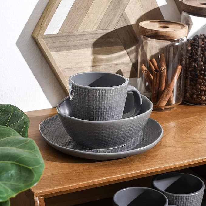 Stone Lain Abigail 16-Piece Dinnerware Set Stoneware, Gray