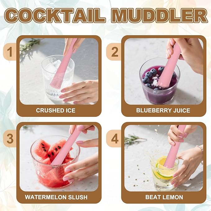 uxcell 8 Pcs Cocktail Muddler, 8 Inch PP Drink Muddler Bar Accessories Tools Ice Crusher for Home Party Cocktail Fruit Drinks, Blue (Thick)