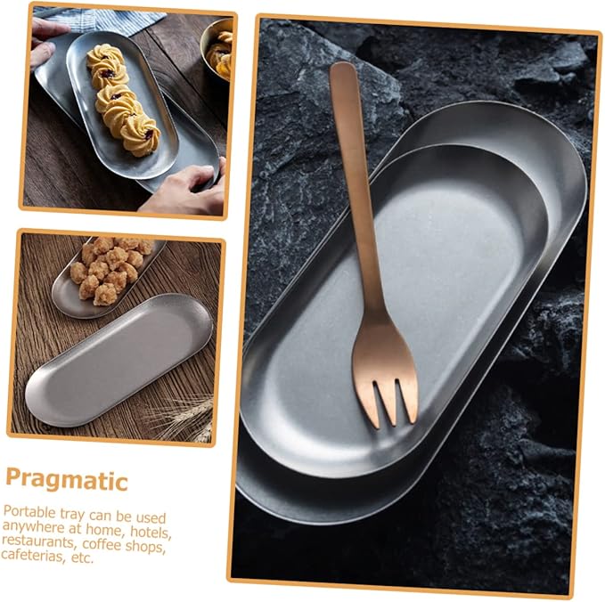 Stainless Steel Dinner Plate Divided Serving Platter Silver Trays for Serving Vintage Gold Tray Metal Plates for Eating
