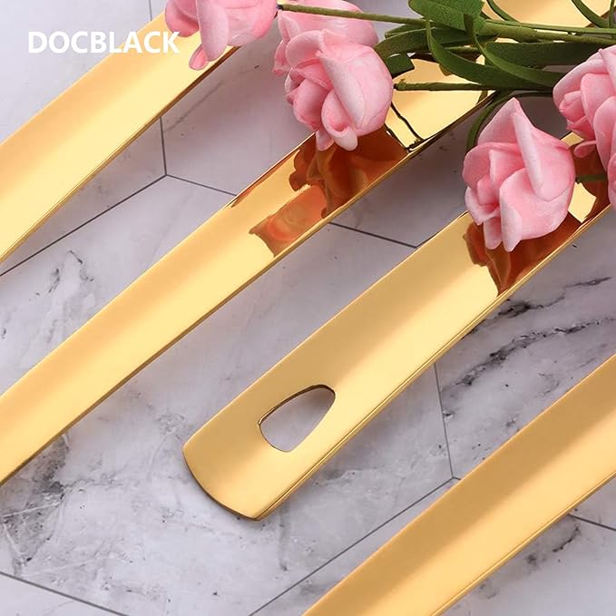 DOCBLACK 13 Inch Serving Spoons Set of 6, Heavy Duty Stainless Steel Buffet Spoons with Long Handle for Kitchen, Restaurant, Party, Dishwasher Safe (Gold, 6PCS)