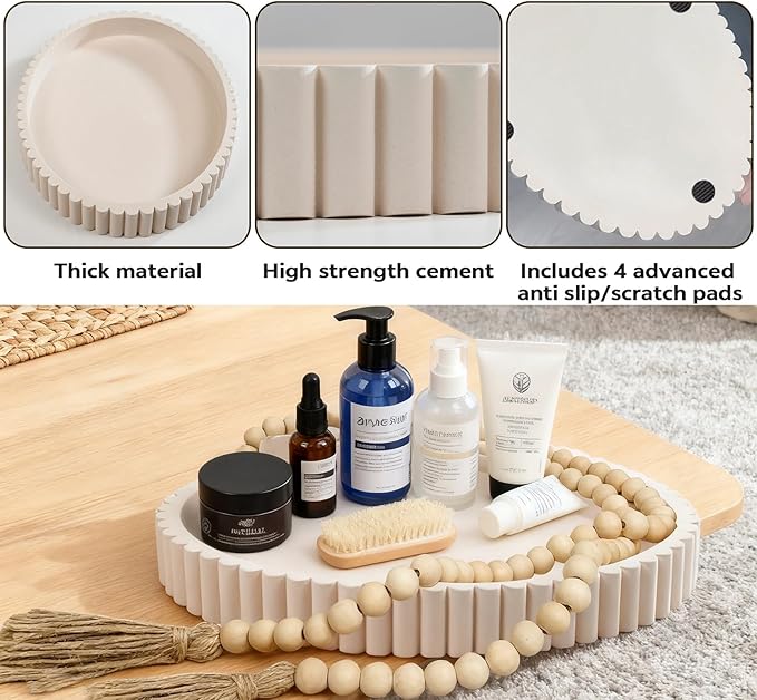 Oval Tray for Coffee Table Décor 13" Concrete Modern Decorative Trays Home Décor Accents -Coffee Table Centerpieces -Island Decor Contemporary Tray