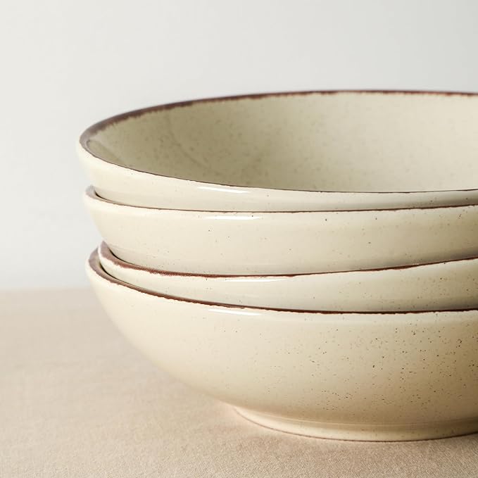 Earth and Clay Heath 12-Piece Dinnerware Set Stoneware, Plates and Bowls Set, Dishwasher and Microwave Safe, Dish Set for 4, Coffee