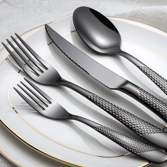 45-Piece Silverware Set Stainless Steel Flatware Set for 8 with Serving Utensils Include Dinner Fork Knife Spoon Cutlery Utensil Set for Home Kitchen Restaurant