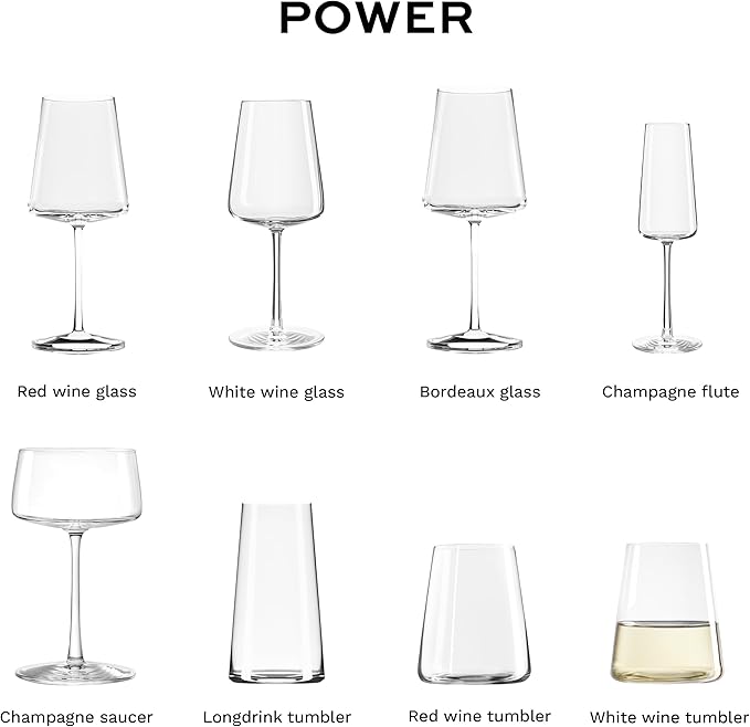 Stölzle Lausitz White Wine Tumblers Power 6-Piece Set, 13 1/2 oz – Modern Stemless Crystal Wine Glasses for Maximum Aroma – Durable & Dishwasher Safe, Made in Germany