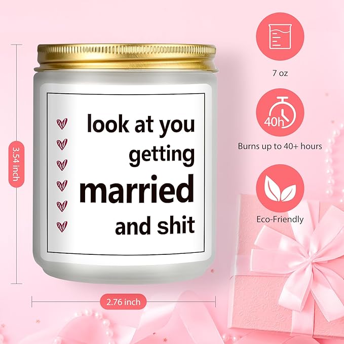 Funny Wedding Gifts for Bride - Lavender Scented Soy Wax Candle - 7 oz