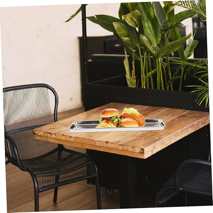 GLEAVI Stainless Steel Dinner Plate Rectangular Food Serving Tray for Home Banquets Lightweight and Non Stick Kitchen Storage for Parties and Family